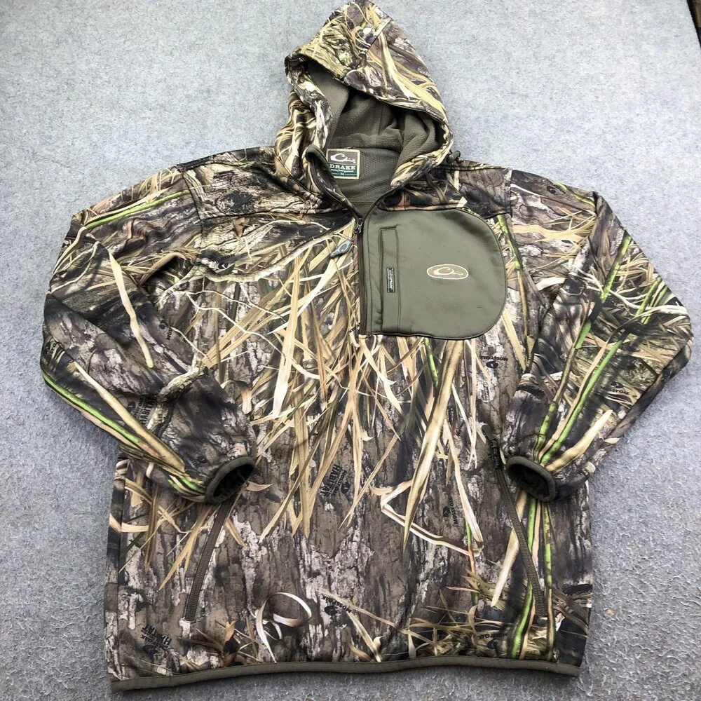 Drake Jacket Mens Medium Brown Mossy Oak Shadow Grass Camo Fleece Hunting